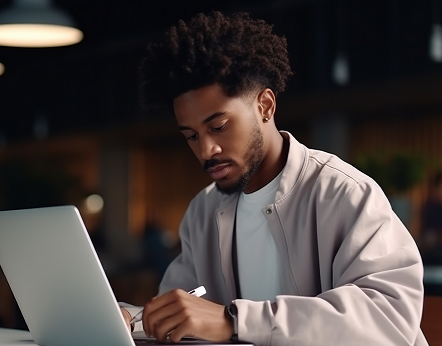 Founder at work on a website project